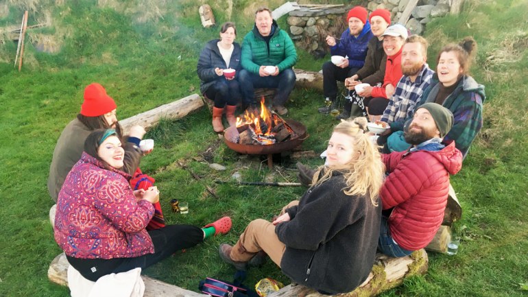 Sitting around the bonfire at Henbant (c) Rianne Mason